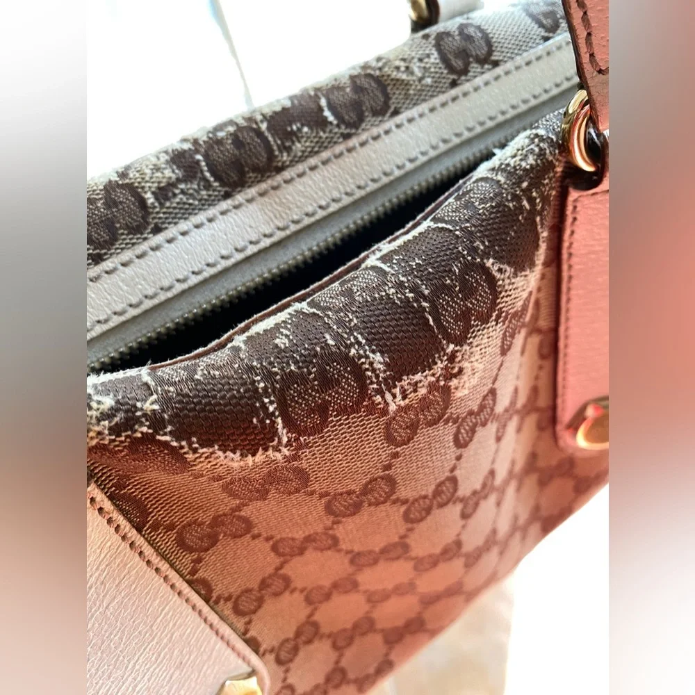 Gucci GG Charmy Boston Bag with dust bag Monogram Canvas leather trim Handbag - Picture 14 of 17